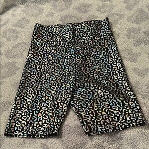 Crazy Train. Holographic Black Leopard Print Short small.